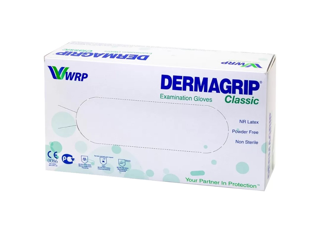 Перчатки латексные DERMAGRIP Classic размер L 50 пар