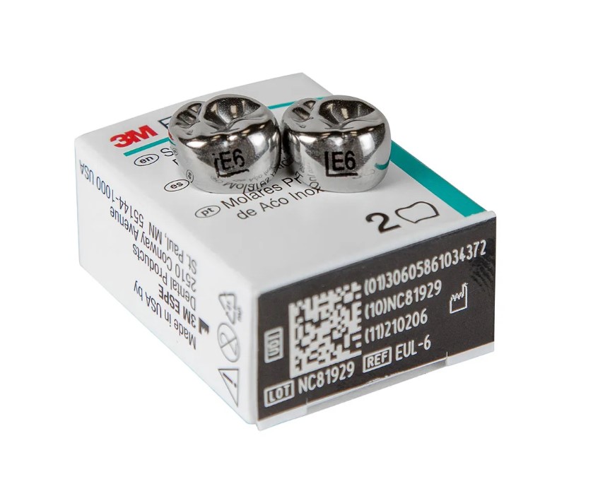 Коронки из нержавеющей стали Stainless Steel Crowns второй верхний левый моляр размер 6 E-UL-6 2 шт
