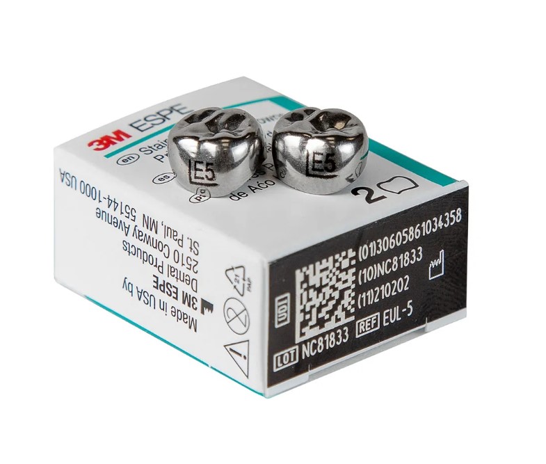 Коронки из нержавеющей стали Stainless Steel Crowns второй верхний левый моляр размер 5 E-UL-5 2 шт