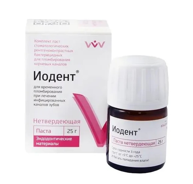 Иодент нетвердеющая паста 25 гр