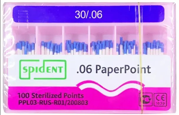 Штифты бумажные SPIDENT конус 06 размер 30 60 шт