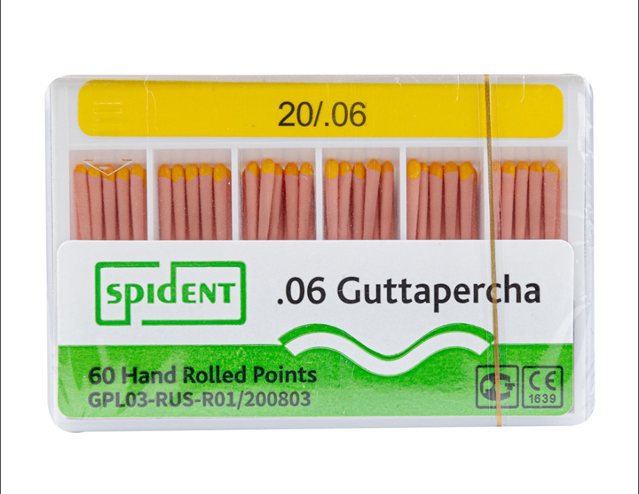Штифты гуттаперчевые SPIDENT конус 06 размер 20 60 шт