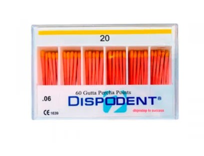 Штифты гуттаперчевые Dispodent конус 06 размер 20 60 шт