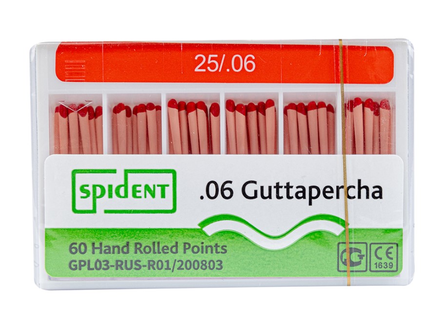 Штифты гуттаперчевые SPIDENT конус 06 размер 25 60 шт