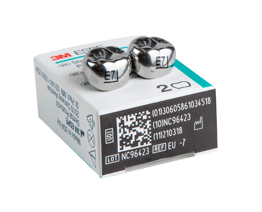 Коронки из нержавеющей стали Stainless Steel Crowns второй верхний левый моляр размер 7 E-UL-7 2 шт