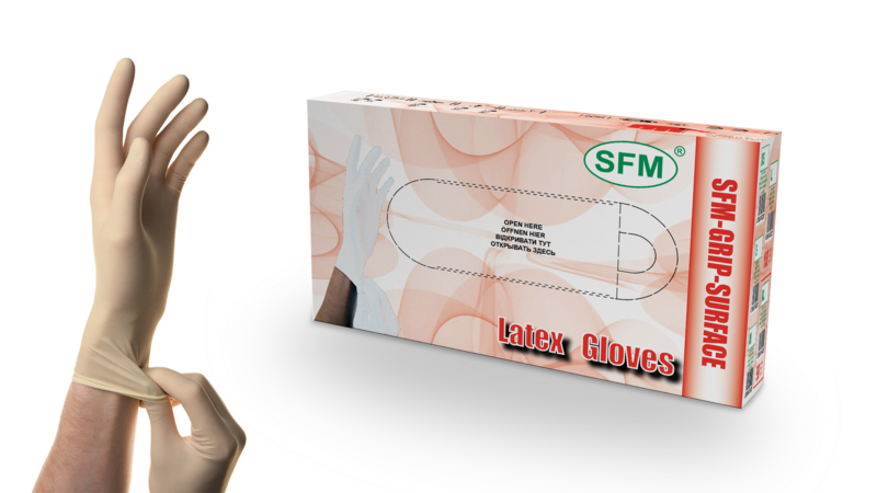 Перчатки латексные неопудренные SFM размер M 50 пар